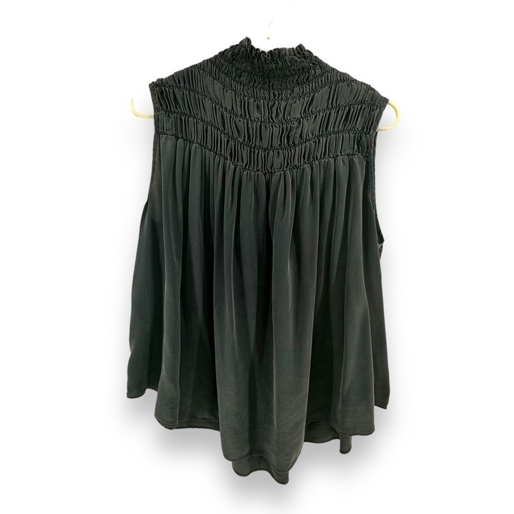 Frame Denim Black Smocked Tank Top
